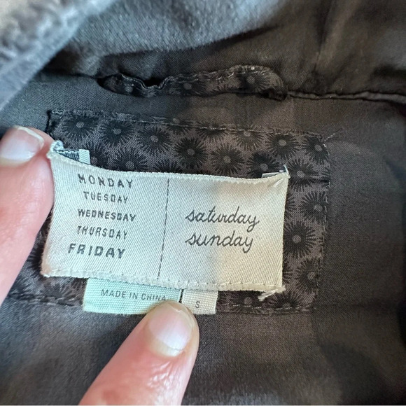 Anthropologie Saturday Sunday Gray Cotton Military Jacket Size Small P0971 - Picture 11 of 15